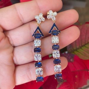 Elegant Zircon Gold Drop Earrings